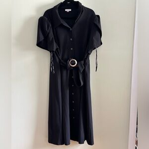 Calvin Klein Black Puff Sleeve Midi Dress